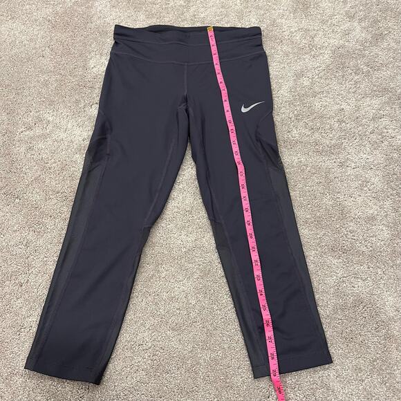 Nike Dri Fit Women's Cropped Legging Grey Size‎ Small Mesh Sides Drawstring - Picture 4 of 8